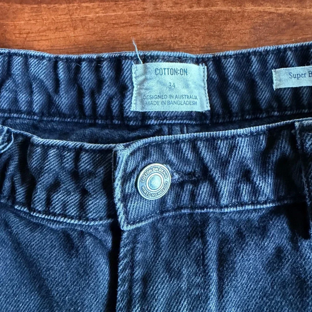 Cotton On Mens Super Baggy Jorts Washed Black Denim Shorts Size 34